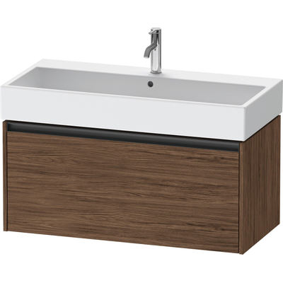 Duravit Ketho 2 wastafelonderbouwkast met 1 lade 98.4x46x44cm met greep antraciet donker noten mat