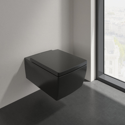 Villeroy & Boch Memento 2.0 closetzitting met deksel met softclose en quick release ebony