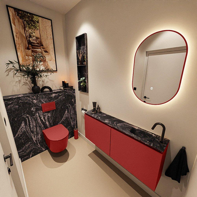 MONDIAZ TURE-DLUX 120cm toiletmeubel Fire. EDEN wastafel Lava positie rechts. Met 1 kraangat.