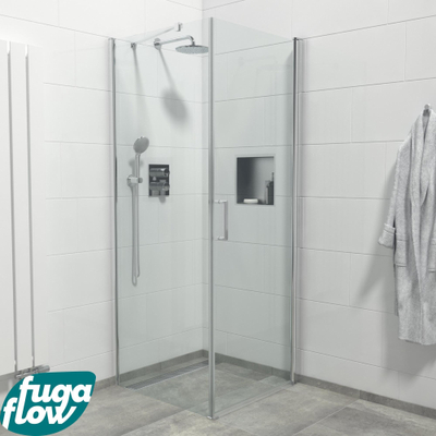 FugaFlow Efficiente Vetro Douchecabine - 1 draaideur - Zijwand - 80x80x200cm - 6mm veiligheidsglas - anti kalk - chroom