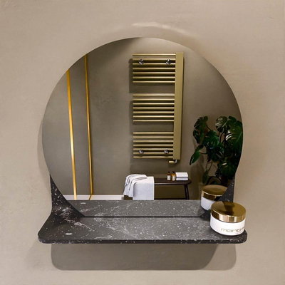 Mondiaz SPOT Badkamerspiegel - rond 40cm - spiegelplanchet - kleur Lava