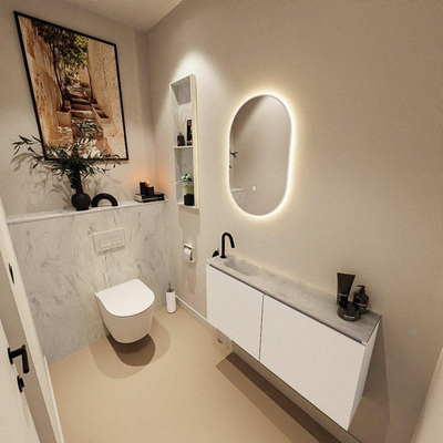 MONDIAZ TURE-DLUX 100cm toiletmeubel Talc. EDEN wastafel Opalo positie links. Met 1 kraangat.