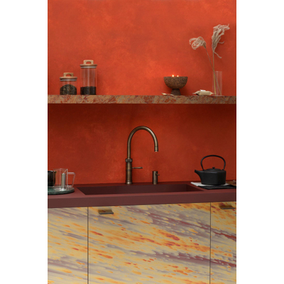 Quooker Classic Fusion Round kokendwaterkraan - draaibare uitloop - Combi+ incl. Cube reservoir - Warm / kokend / bruisend / gefilterd water - messing patina