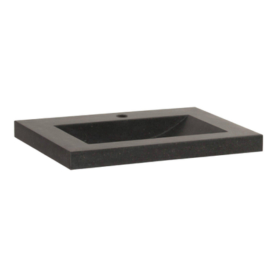 BRAUER Magma wastafel 60x46x5cm - 1 wasbak - 1 kraangat - natuursteen - basalt antraciet