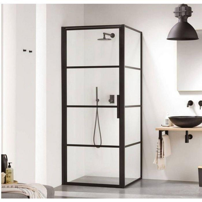 Sealskin Soho zijwand voor combinatie met een draaideur 70x210cm met zwart profiel en helder glas