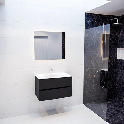 MONDIAZ VICA Badkamermeubelset - 80cm - 2 lades - wasbak Cloud midden - 1 kraangat - solid surface urban