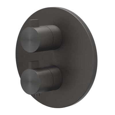 IVY Tribe Regendoucheset - inbouw - 2-weg stop-omstel - 20cm plafondbuis - 25cm medium hoofddouche rond - houder met uitlaat - 150cm doucheslang - staafmodel handdouche - RVS316 - geborsteld carbon black PVD