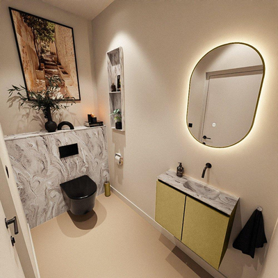 MONDIAZ TURE-DLUX 60cm toiletmeubel Oro. EDEN wastafel Glace positie rechts. Zonder kraangat.