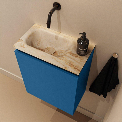 MONDIAZ TURE-DLUX 40cm toiletmeubel Jeans. EDEN wastafel Frappe positie links. Zonder kraangat.