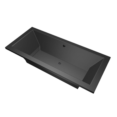 Xenz Society ligbad - 200x90cm - met overloop - zonder afvoer - Acryl Ebony mat