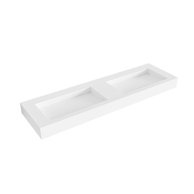 Mondiaz AVON Vrijhangende wastafel - 160cm - wasbak dubbel - rand 12cm - Solid surface Talc