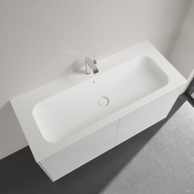 Villeroy & Boch Finion meubelwastafel 1 kraangat 120x50cm Ceramic+ met verdekte overloop stone white