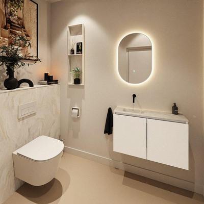 MONDIAZ TURE-DLUX 80cm toiletmeubel Talc. EDEN wastafel Ostra positie links. Zonder kraangat.