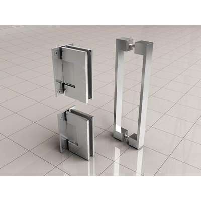 Wiesbaden Less scharnierset en greep voor profielloze nisdeur chroom