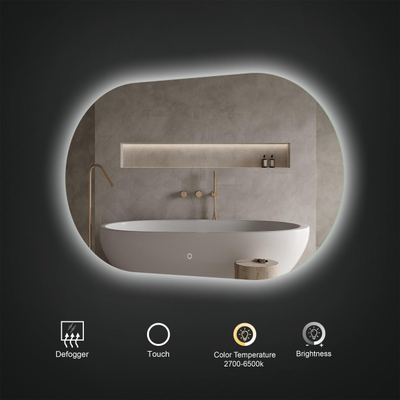 Arcqua Oval Spiegel - 100x70cm - ovaal - horizontaal - backlight LED