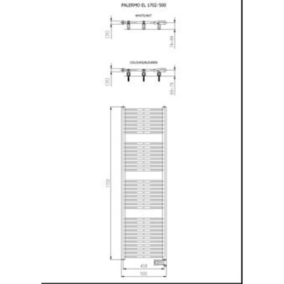 Plieger Palermo-EL III/Fischio elektrische designradiator horizontaal 1702x500mm 700W wit (RAL9016)