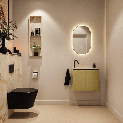 MONDIAZ TURE-DLUX 60cm toiletmeubel Oro. EDEN wastafel Frappe positie links. Met 1 kraangat.