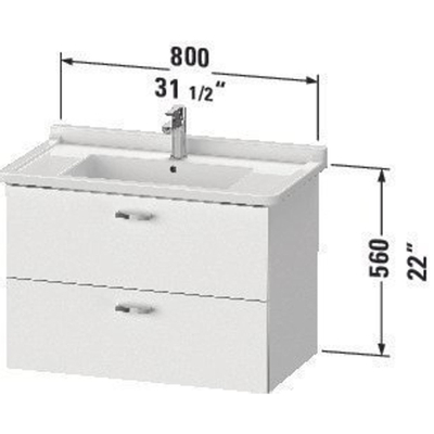 Duravit XBase Wastafelonderkast 80x46.8x56cm Standaard greep met softclose spaanplaat Grafiet Mat