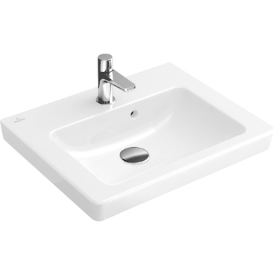 Villeroy en Boch Subway 2.0 fontein 50x40cm 1 kraangat met overloop ceramic+ wit