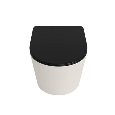 MONDIAZ LAVIE wandclosetpack - 36x53cm - diepspoel - rimless - Linen (offwhite) - softclose - quick-release - toiletzitting - Urban (zwart)