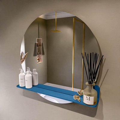 Mondiaz SPOT Badkamerspiegel - rond 80cm - spiegelplanchet - kleur Jeans