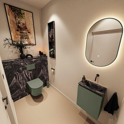 MONDIAZ TURE-DLUX 40cm toiletmeubel Army. EDEN wastafel Lava positie rechts. Zonder kraangat.