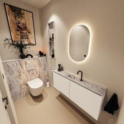 MONDIAZ TURE-DLUX 120cm toiletmeubel Talc. EDEN wastafel Glace positie midden. Met 1 kraangat.