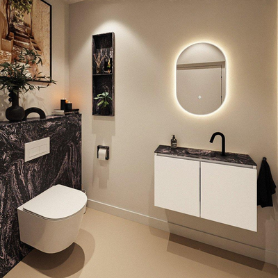 MONDIAZ TURE-DLUX 80cm toiletmeubel Talc. EDEN wastafel Lava positie midden. Met 1 kraangat.