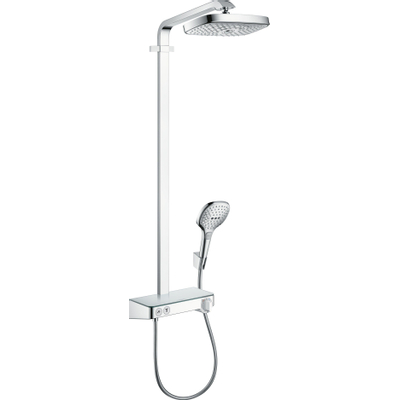 Hansgrohe Raindance Select E300 showerpipe: met Showertablet 300 opbouwkraan thermostatisch met handdouche 3jet en hoofddouche 2jet chroom