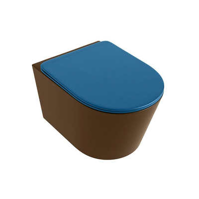 MONDIAZ LAVIE wandclosetpack - 36x53cm - diepspoel - rimless - Rust (bruin) - softclose - quick-release - toiletzitting - Jeans (blauw)