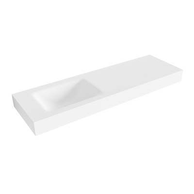 Mondiaz CLOUD Talc Vrijhangende wastafel - 150cm - wasbak links - rand 12cm - Solid surface Talc