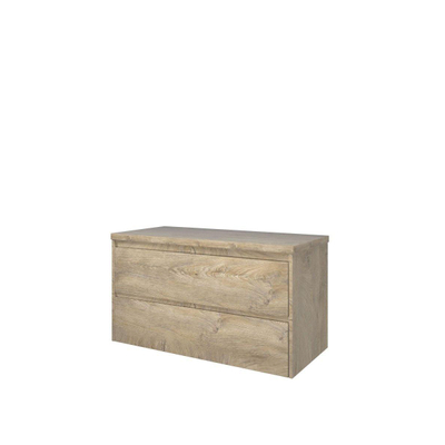 Proline Top badkamermeubelset - 100x46x55.2cm - wastafelblad - symmetrisch - MFC Raw oak