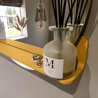 Mondiaz SPOT Badkamerspiegel - rond 70cm - spiegelplanchet - kleur Ocher