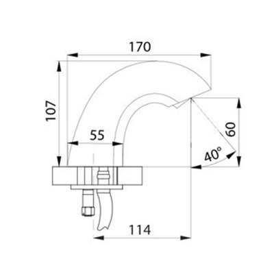 Elcee SLU45B elektronische wastafelkraan met infrarood met batterij 9V v. koud of voorgemengd water chroom