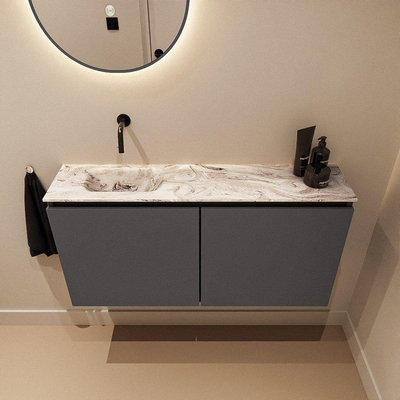 MONDIAZ TURE-DLUX 100cm toiletmeubel Dark Grey. EDEN wastafel Glace positie links. Zonder kraangat.