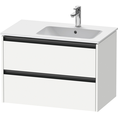 Duravit Ketho 2 wastafelonderbouwkast met 2 laden voor waskom rechts 81x48x54.9cm met grepen antraciet wit mat