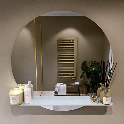 Mondiaz SPOT Badkamerspiegel - rond 90cm - spiegelplanchet - kleur Clay