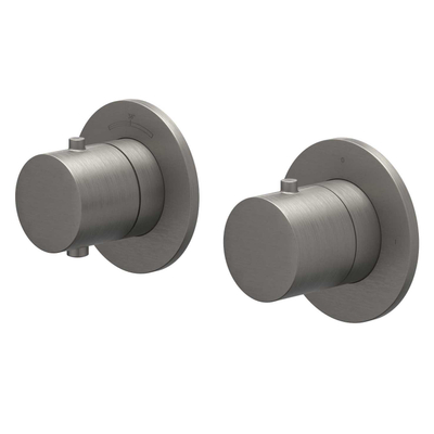 IVY Bond Regendoucheset - inbouw - symmetry - 2-weg stop-omstel - 15cm plafondbuis - 20cm slim hoofddouche - glijstang met uitlaat - 150cm doucheslang - 3-standen handdouche - Geborsteld metal black PVD