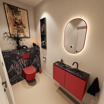 MONDIAZ TURE-DLUX 80cm toiletmeubel Fire. EDEN wastafel Lava positie midden. Met 1 kraangat.