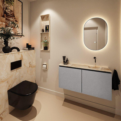 MONDIAZ TURE-DLUX 100cm toiletmeubel Plata. EDEN wastafel Frappe positie rechts. Zonder kraangat.