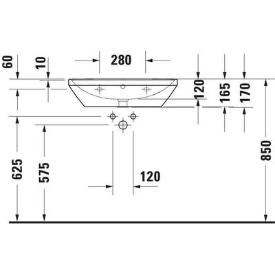 Duravit D-Neo wastafel 65x44x17cm 1 kraangat rechthoek Keramiek Wit