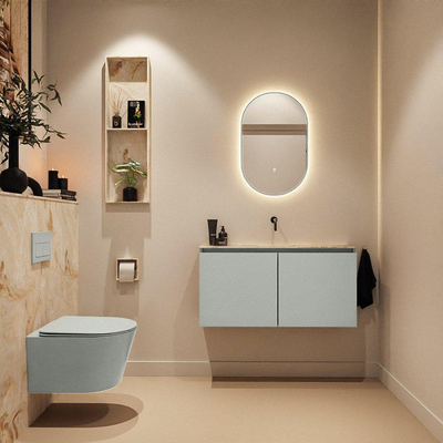 MONDIAZ TURE-DLUX 100cm toiletmeubel Greey. EDEN wastafel Frappe positie midden. Zonder kraangat.