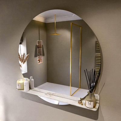 Mondiaz SPOT Badkamerspiegel - rond 110cm - spiegelplanchet - kleur Frappe