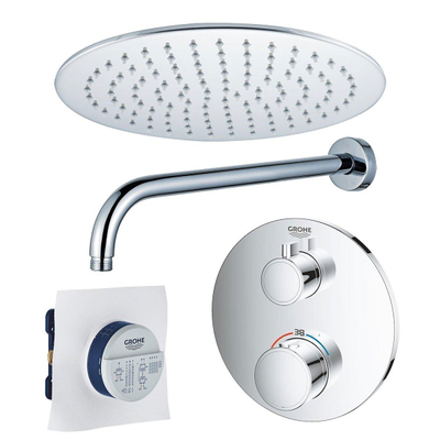 GROHE Grohtherm Regendoucheset Inbouw - hoofddouche 30 cm - 1 functie - wandarm 35cm - chroom