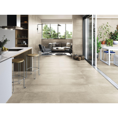 Baldocer Ceramica Grafton wand- en vloertegel - 40x80cm - 10mm - Rechthoek - gerectificeerd - Betonlook - Ivoor Mat