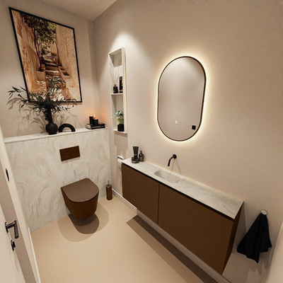 MONDIAZ TURE-DLUX 120cm toiletmeubel Rust. EDEN wastafel Ostra positie midden. Zonder kraangat.
