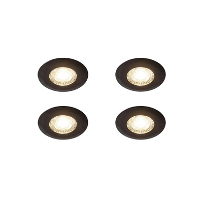 QAZQA Ulo Inbouwspot - set van 4 - 8.2x8.2cm - incl. LED - 3 staps dimbaar - IP44 - rond - mat zwart