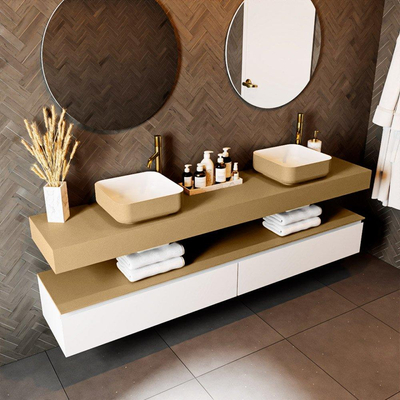 Mondiaz TOP 41 Vrijhangend Topblad - 200x41x12cm - geschikt voor waskom - Solid surface - Oro