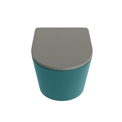 MONDIAZ LAVIE wandclosetpack - 36x53cm - diepspoel - rimless - Smag (blauw) - softclose - quick-release - toiletzitting - Smoke (grijs)