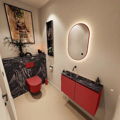 MONDIAZ TURE-DLUX 80cm toiletmeubel Fire. EDEN wastafel Lava positie links. Zonder kraangat.